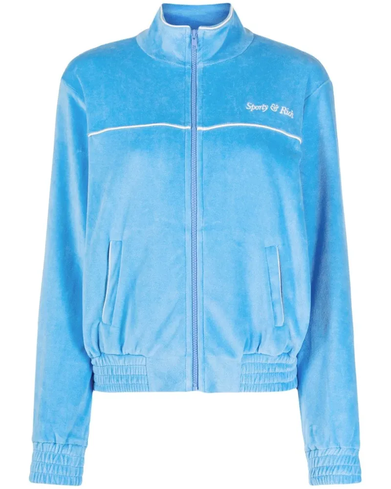 SPORTY & RICH Jacke aus Frottee mit Logo-Stickerei - Blau Blau