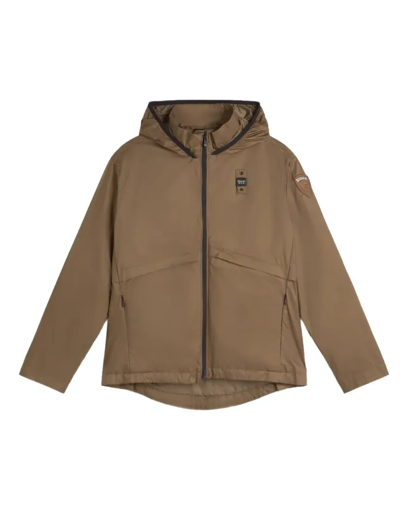 Blauer Kapuzenjacke mit Reißverschluss - Braun Braun