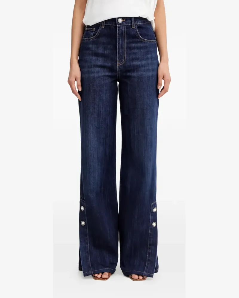 Twin-Set Jeans mit geknöpftem Schlitz - Blau Blau