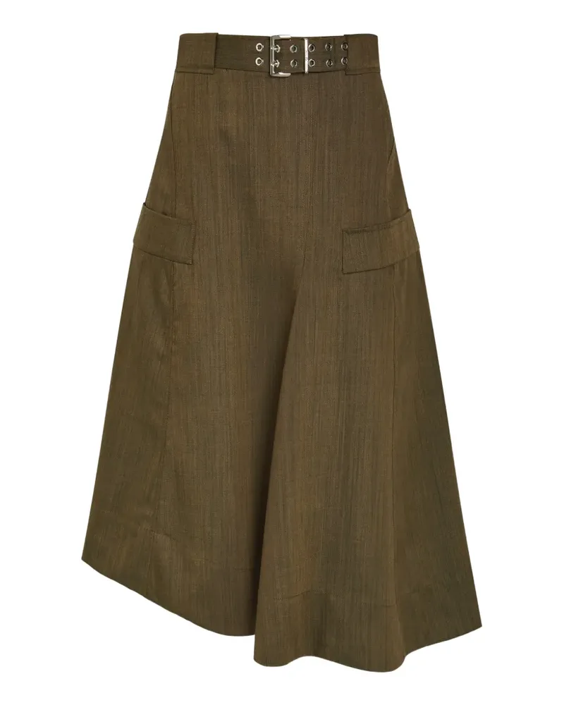 Ganni belted asymmetric skirt - Grün Grün