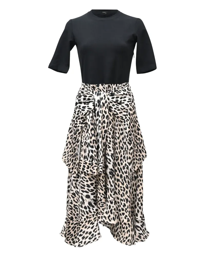 Maje tie-front leopard-print midi dress - Schwarz Schwarz