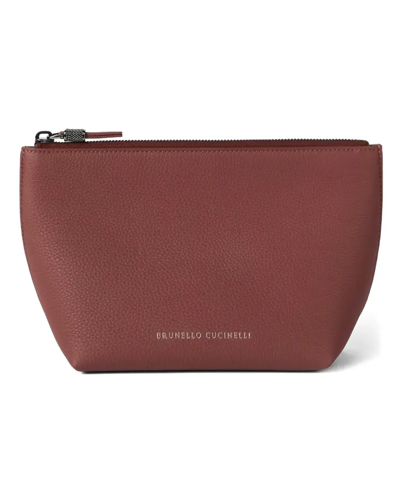 Brunello Cucinelli logo leather clutch bag - Rot Rot