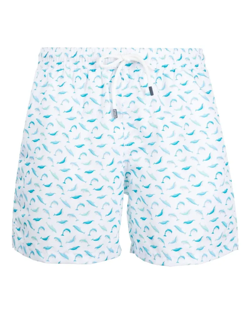 Fedeli Madeira Badeshorts mit Delfin-Print - Weiß Weiß