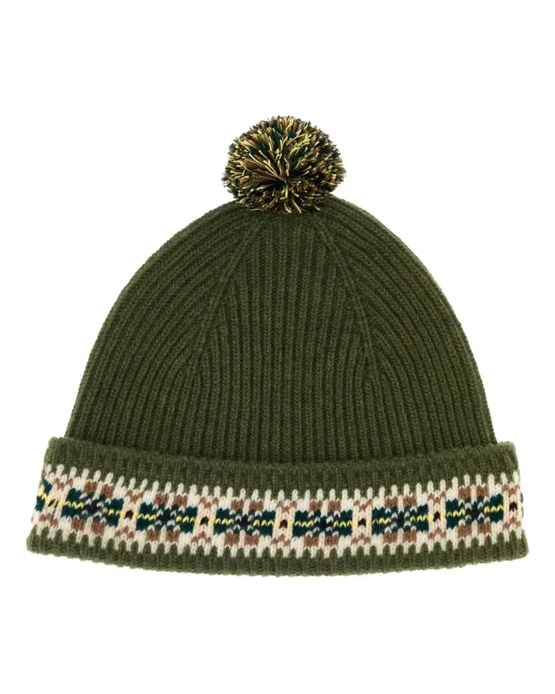 BODE pompom patterned beanie hat - Grün Grün