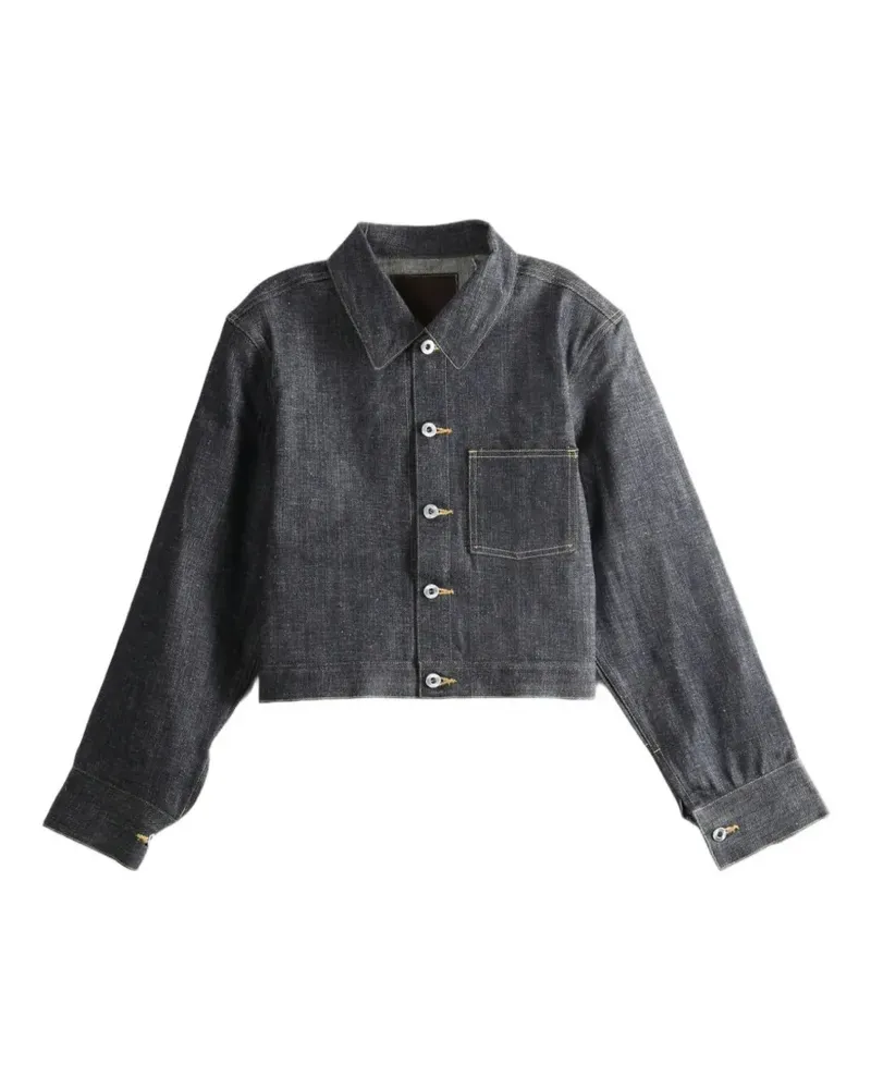 Taiga Takahashi Cropped-Jacke aus Denim - Blau Blau