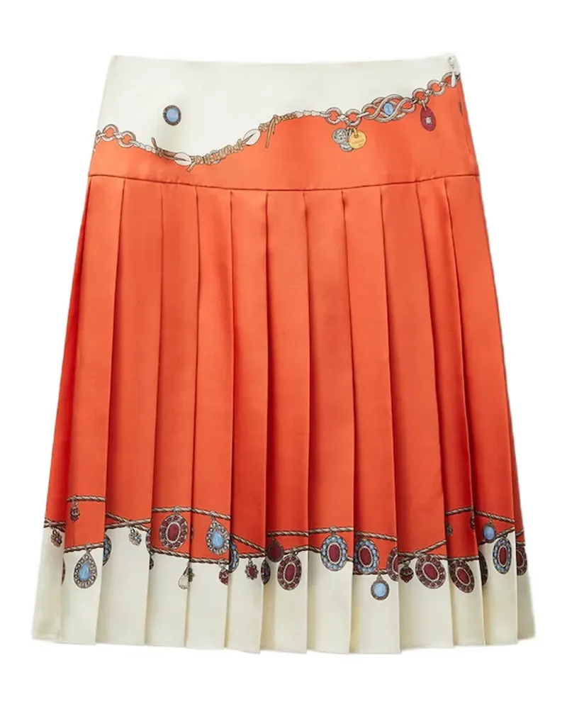 Versace Stolen Jewels Midirock aus Seide - Orange Orange