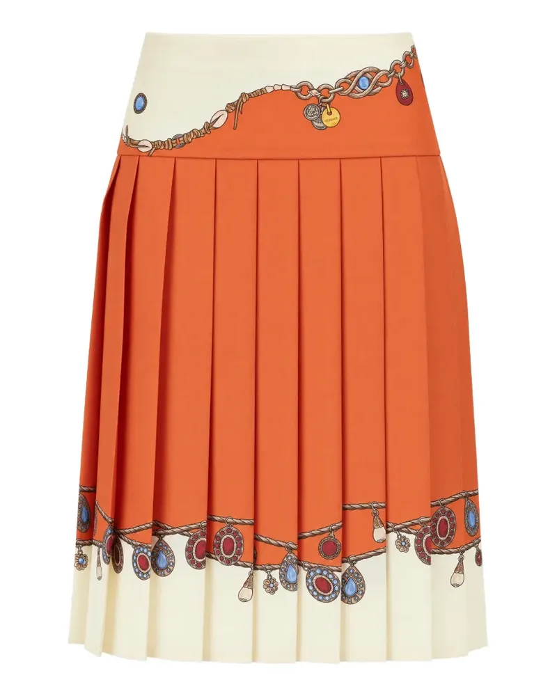 Versace Stolen Jewels Midirock aus Seide - Orange Orange