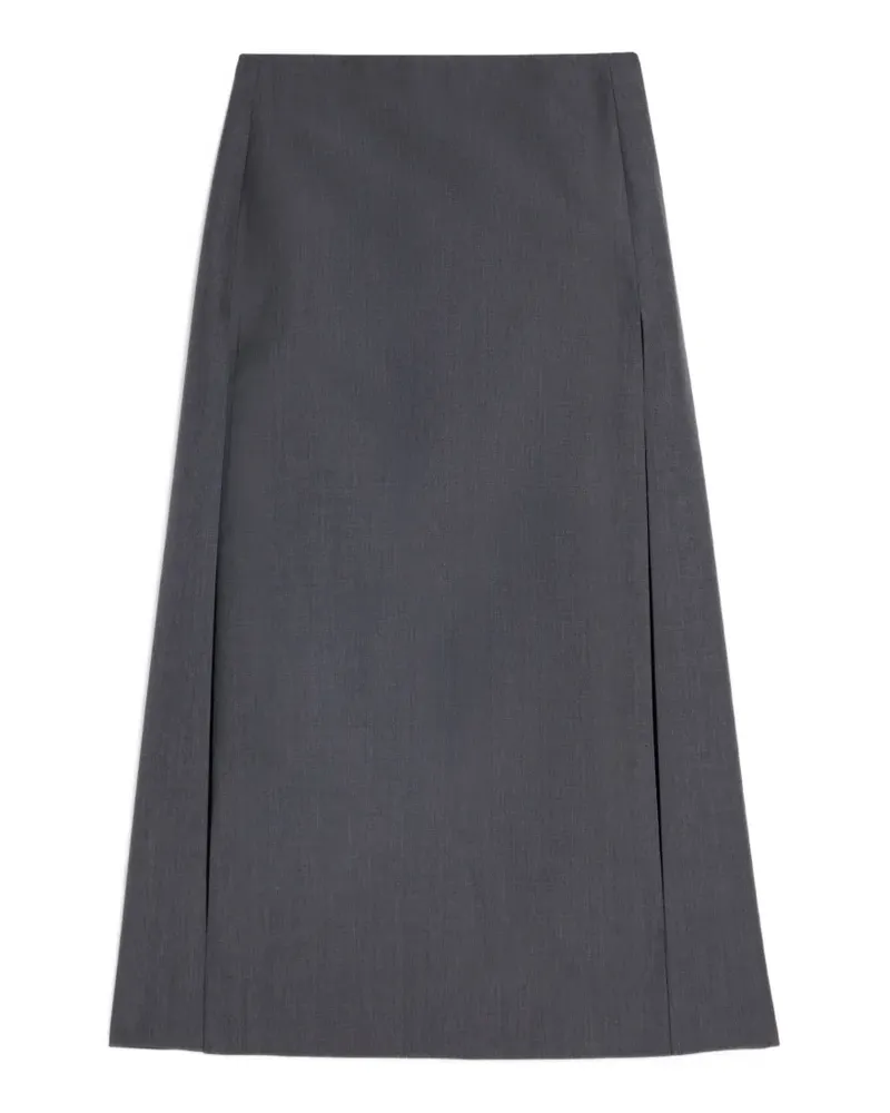 Jil Sander Fil-à-Fil Midirock mit Schlitz - Grau Grau