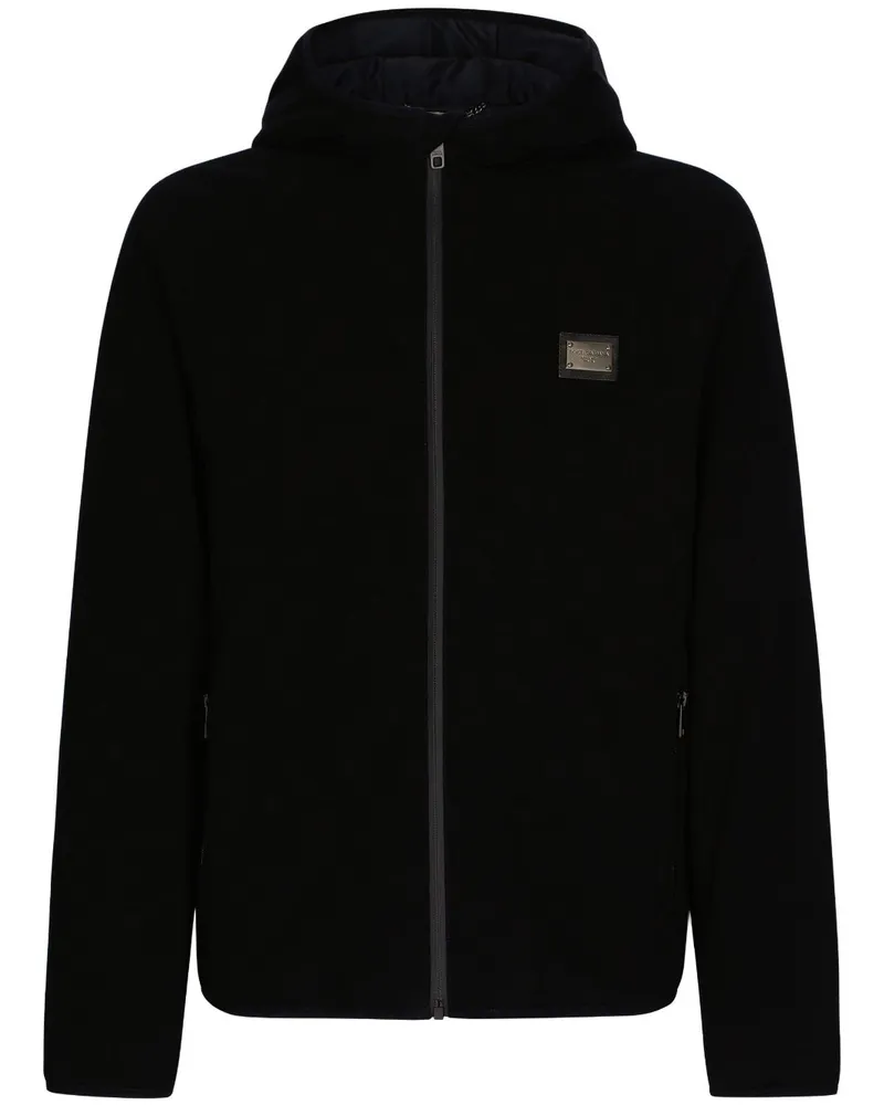 Dolce & Gabbana Kapuzenjacke mit Logo-Schild - Schwarz Schwarz