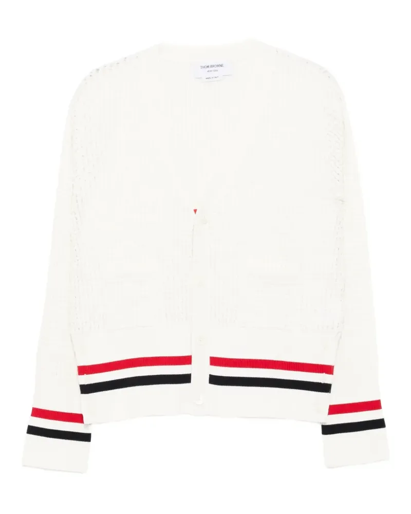 Thom Browne Cardigan mit RWB-Streifen - Weiß Weiß