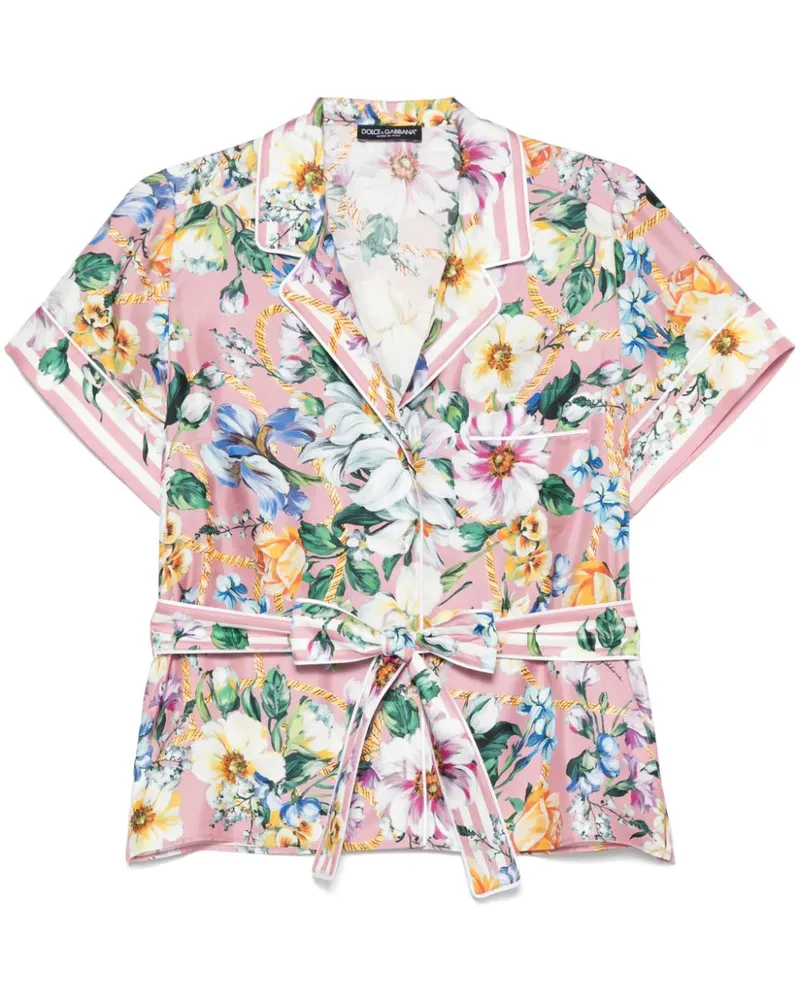 Dolce & Gabbana Seidenhemd mit Blumen-Print - Rosa Rosa