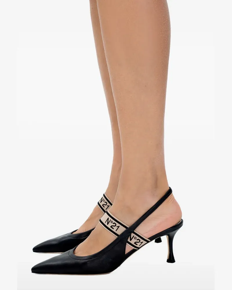 N° 21 Spitze Slingback-Pumps - Schwarz Schwarz