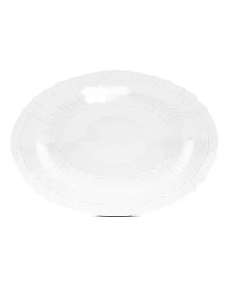 Ginori 1735 Ovale Platte mit Prägung (25cm x 33cm) - Weiß Weiß
