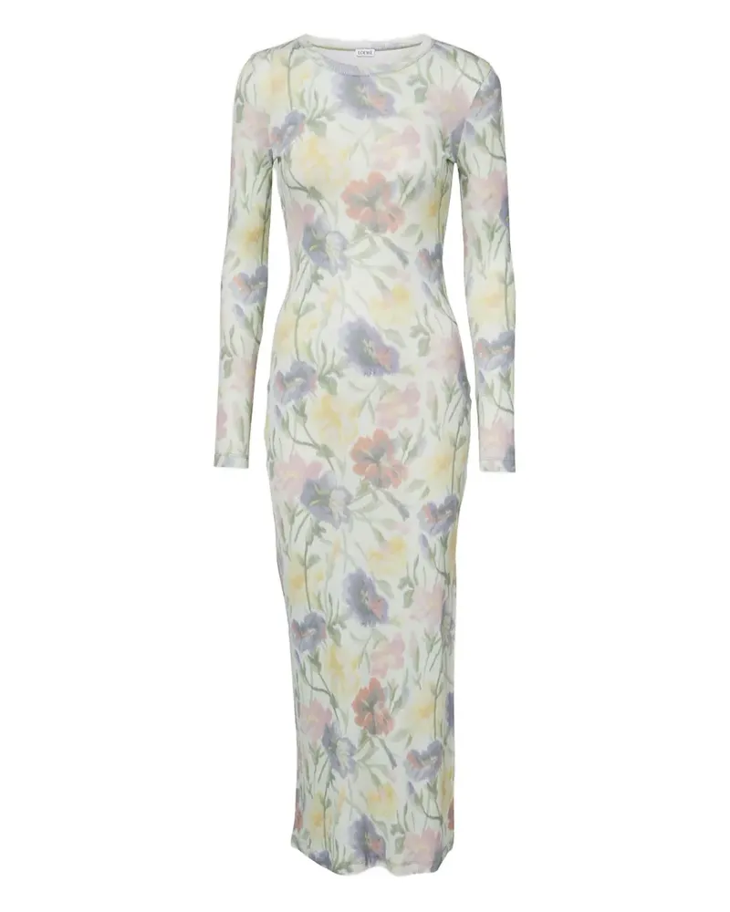 Loewe floral print long-sleeve dress - Nude Nude