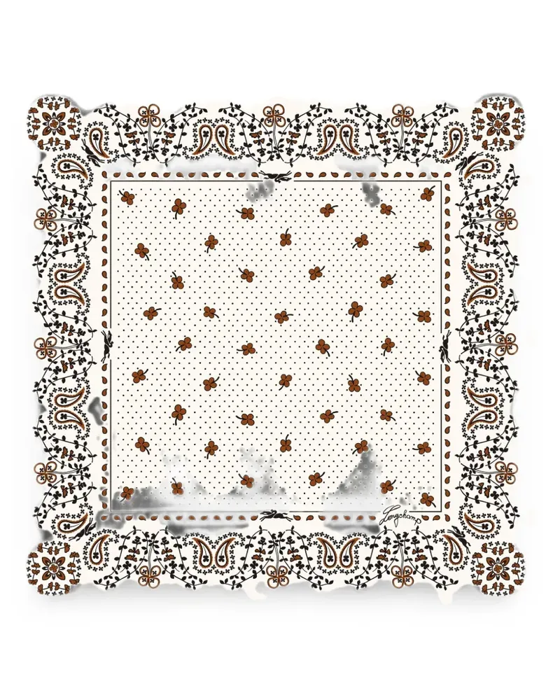 Longchamp Schal mit Paisleymuster - Weiß Weiß