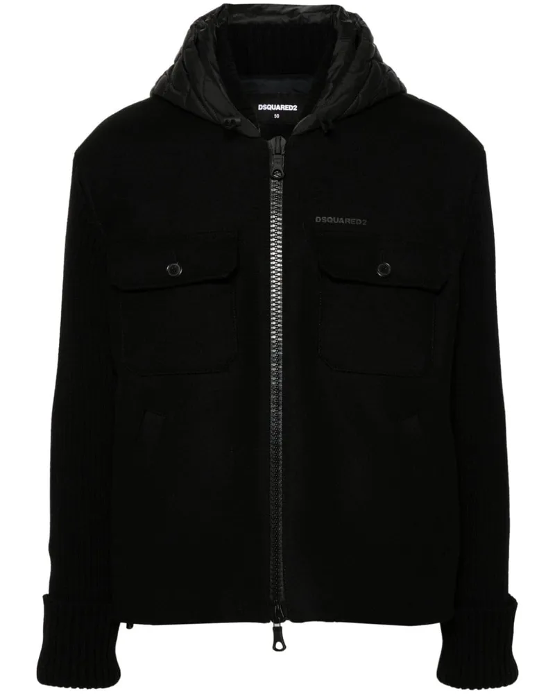Dsquared2 Kapuzenjacke mit Kontrasteinsätzen - Schwarz Schwarz