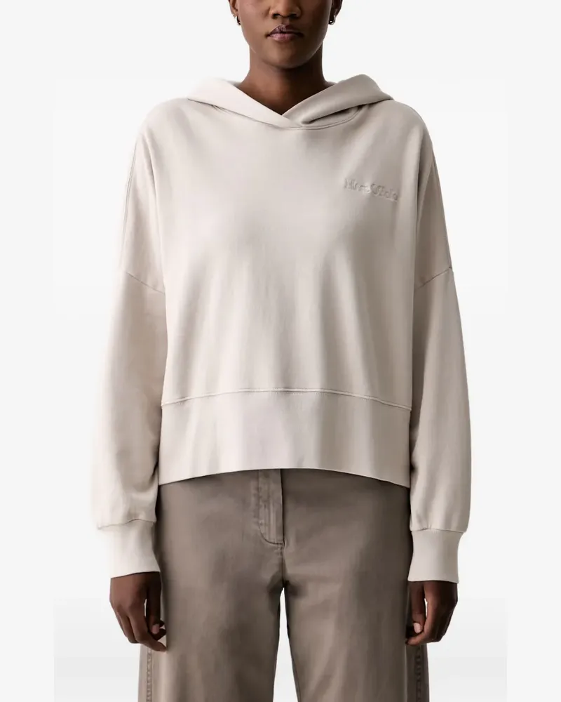 Marc O'Polo logo-embroidered dropped-shoulder hoodie - Nude Nude