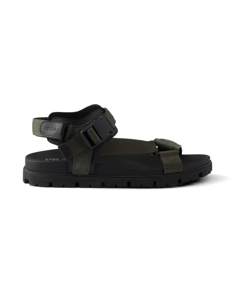 Prada suede and woven tape sporty sandals - Grün Grün