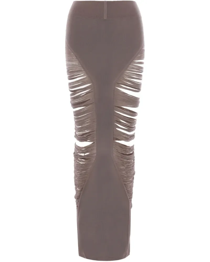 Rick Owens Pillar Midirock mit Fransen - Nude Nude