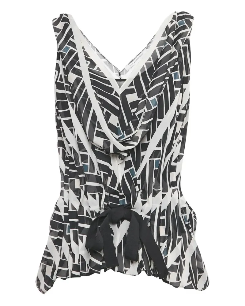 Diane von Furstenberg silk pleated print top - Weiß Weiß