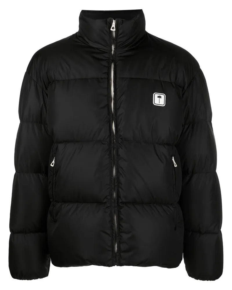 Palm Angels Daunenjacke mit Logo-Print - Schwarz Schwarz