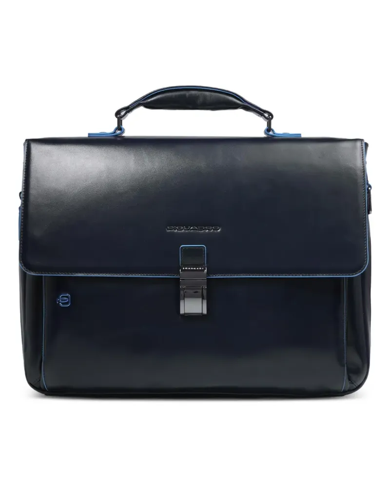 Piquadro expandable leather briefcase - Blau Blau