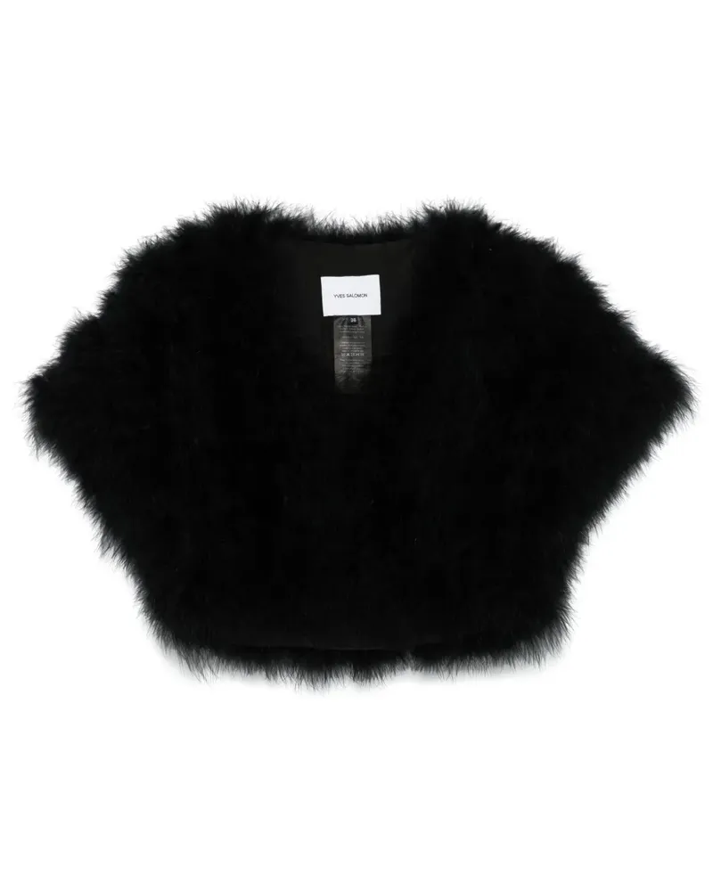 Yves Salomon Jacke mit Federn - Schwarz Schwarz
