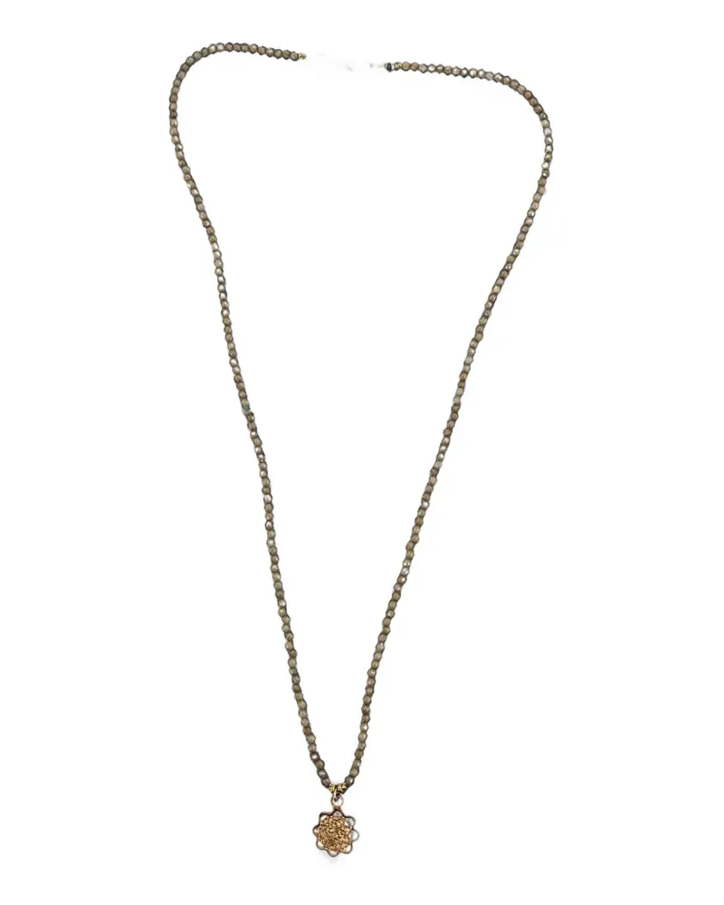 Madison Facettierte Mandala Halskette mit Perlen - Gold Gold