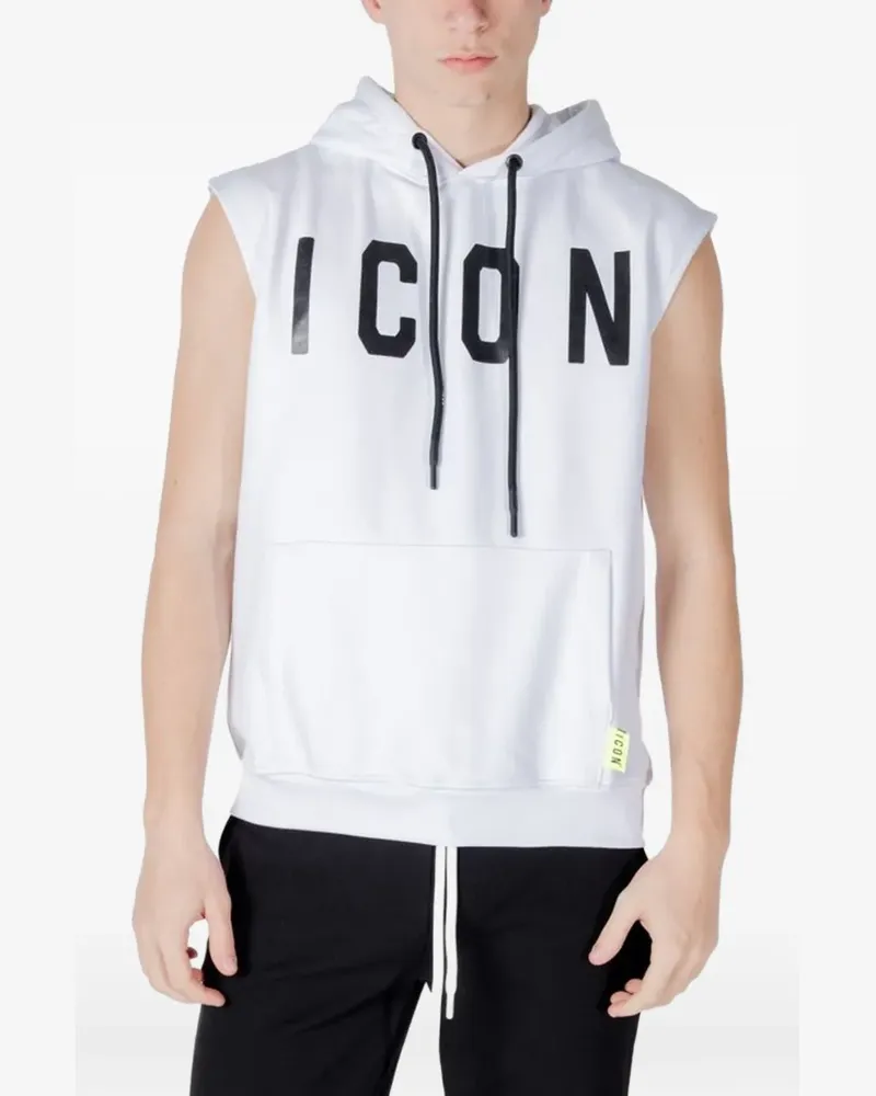 Icon Brand drawstring sleeveless hoodie - Weiß Weiß