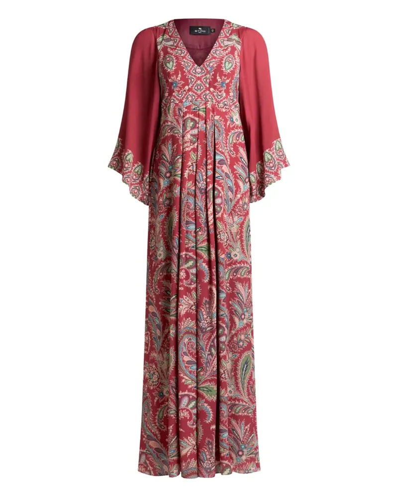 Etro Plisseekleid mit Paisley-Print - Rot Rot
