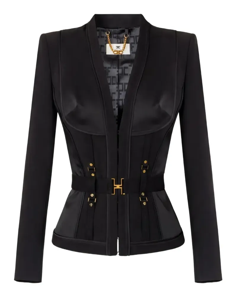 Elisabetta Franchi Bustier-Jacke mit Satineinsätzen - Schwarz Schwarz