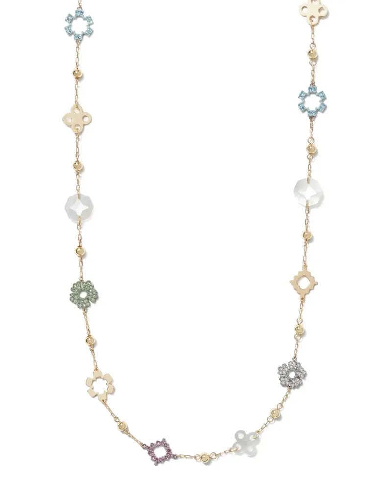 Tory Burch long Forget Me Not pavé necklace - Gold Gold