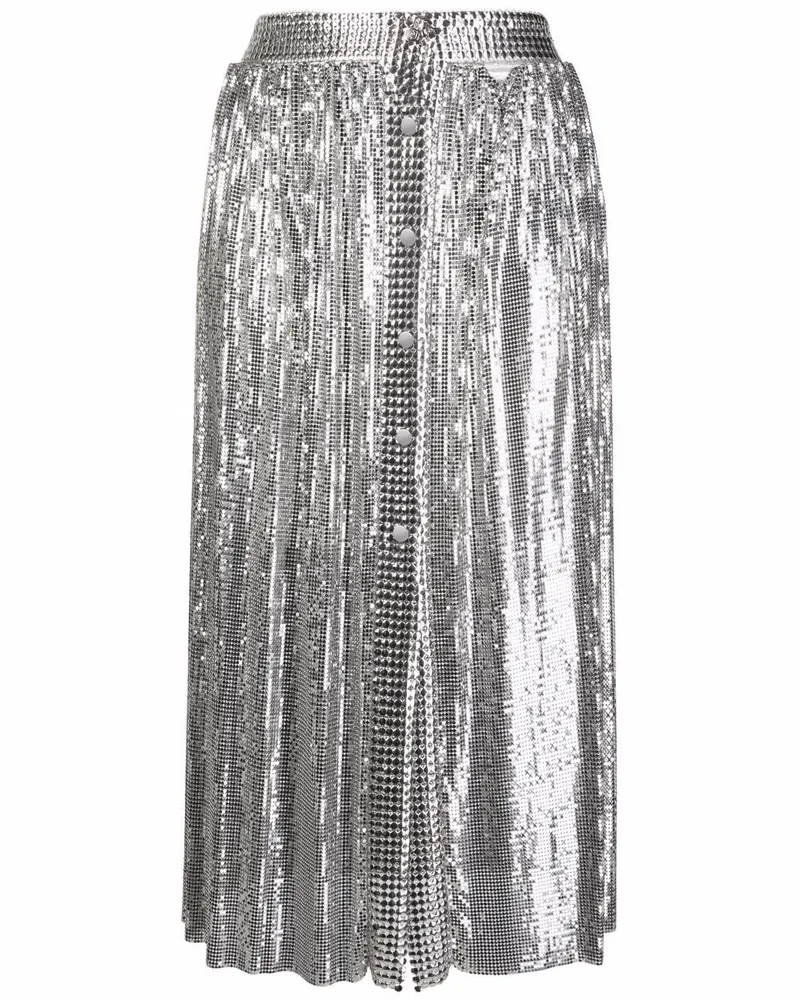 Paco Rabanne Metallic-Midirock - Silber Silber