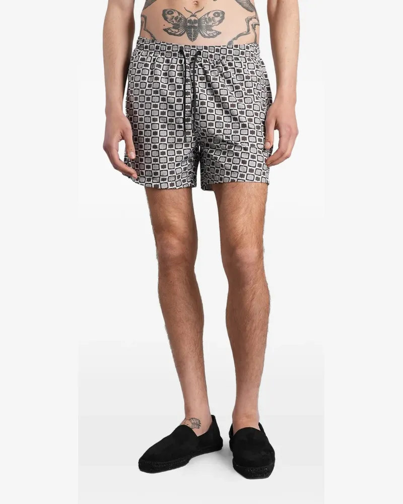 Tagliatore geometric-print drawstring swim shorts - Grau Grau