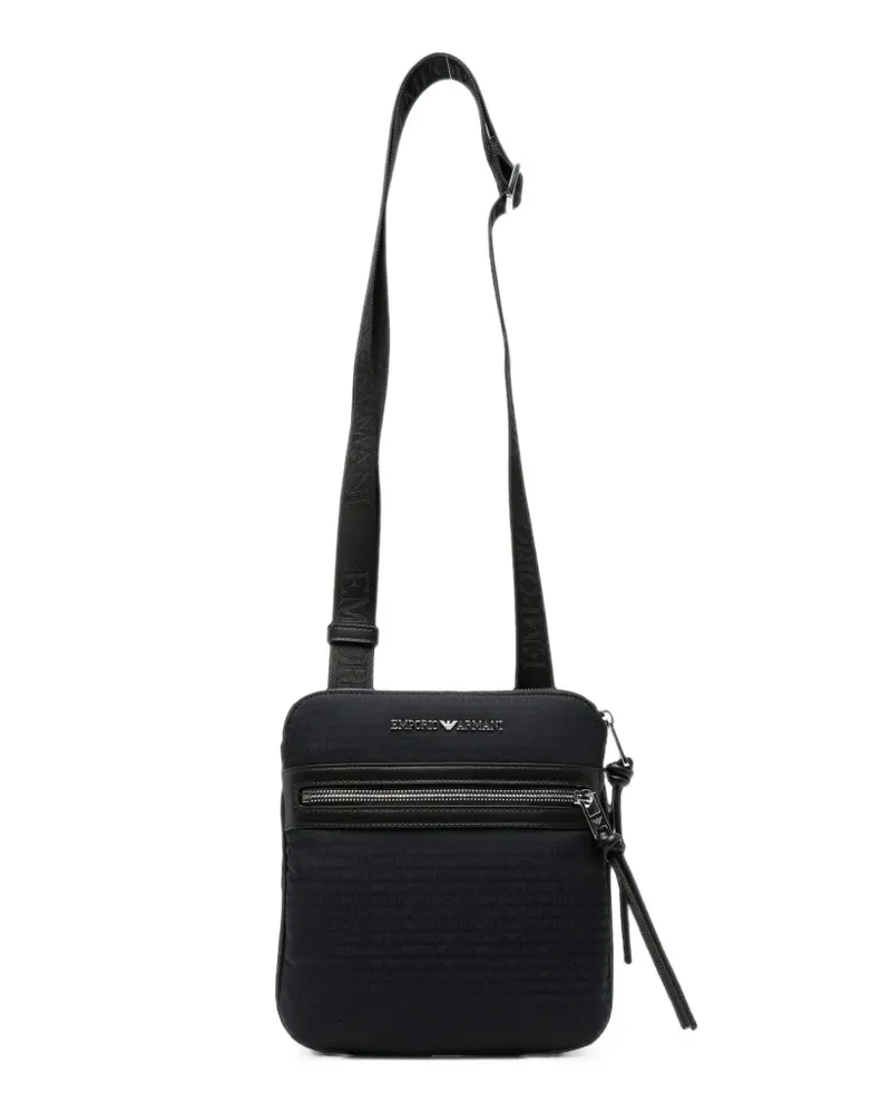 Emporio Armani logo-print zip-up messenger bag - Blau Blau