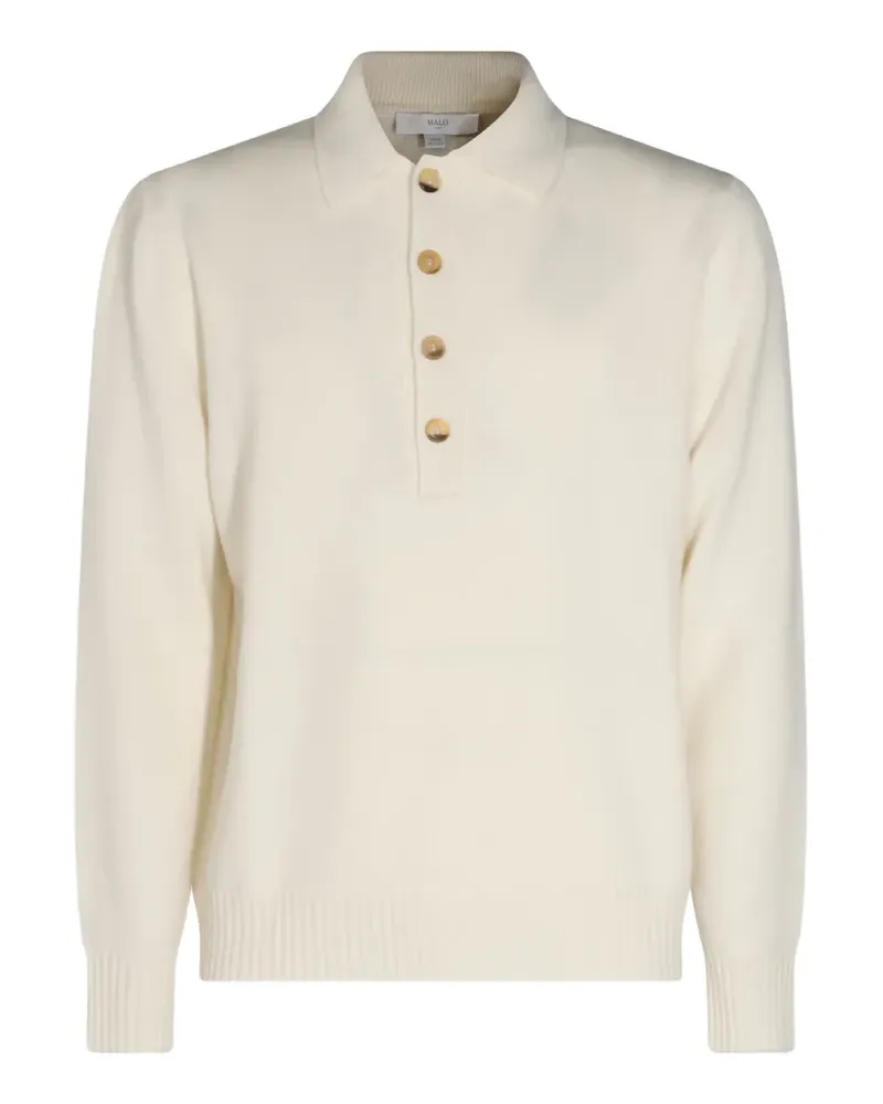 Malo cashmere long-sleeve polo-collar sweater - Nude Nude