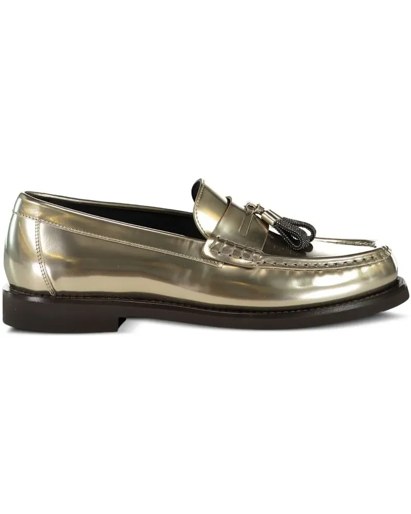 Brunello Cucinelli metallic-finish tassel loafers - Gold Gold