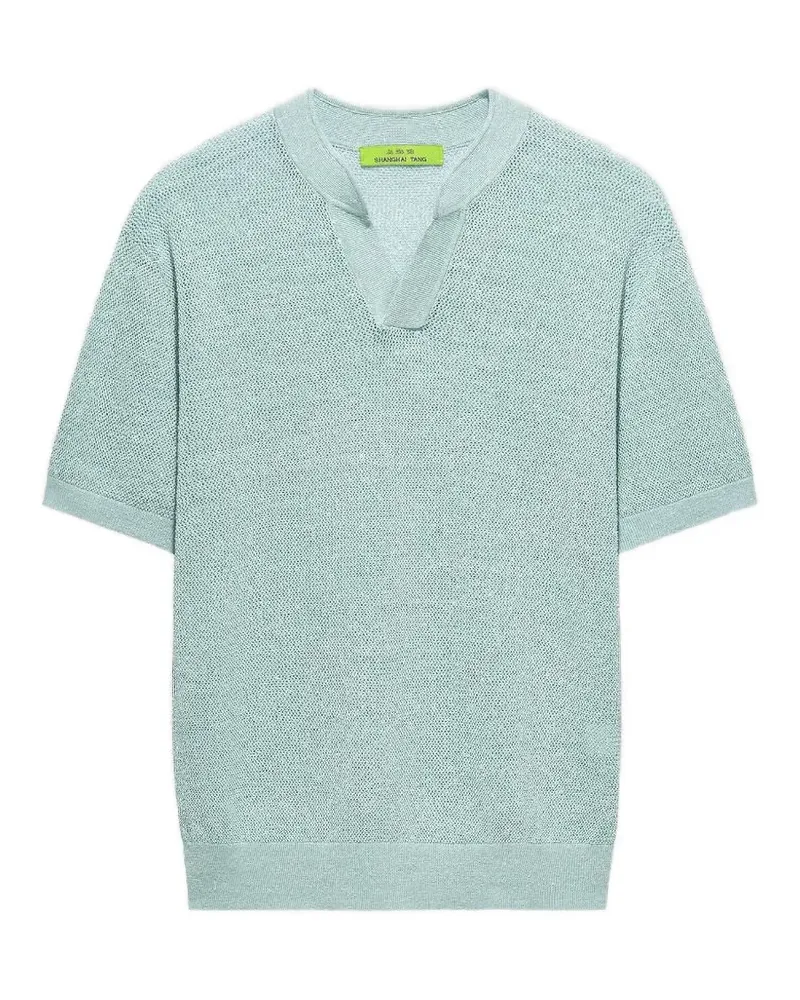 Shanghai Tang T-Shirt mit V-Ausschnitt - Blau Blau