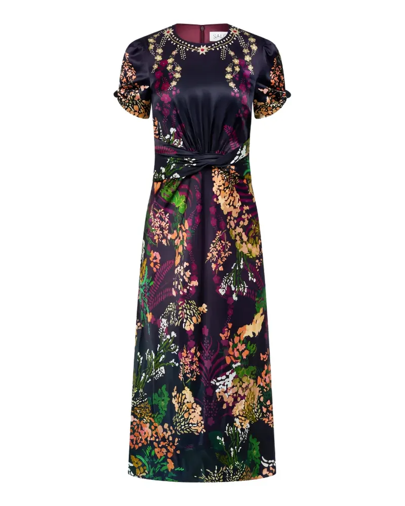 Saloni Gwen C floral-print midi dress - Violett Violett