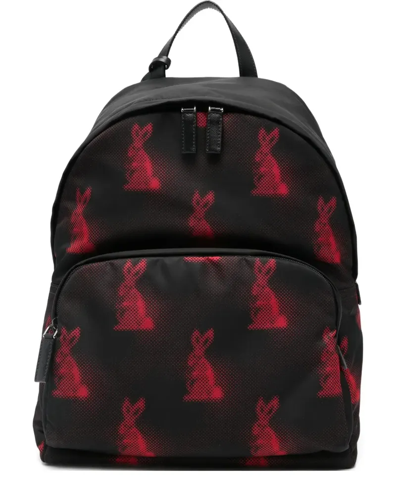 Prada rabbit-print backpack - Schwarz Schwarz