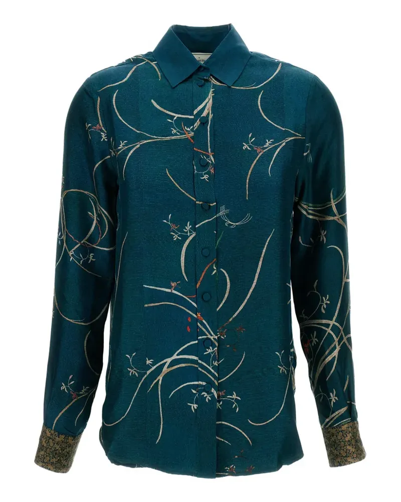 Pierre-Louis Mascia Seidenhemd mit grafischem Print - Blau Blau