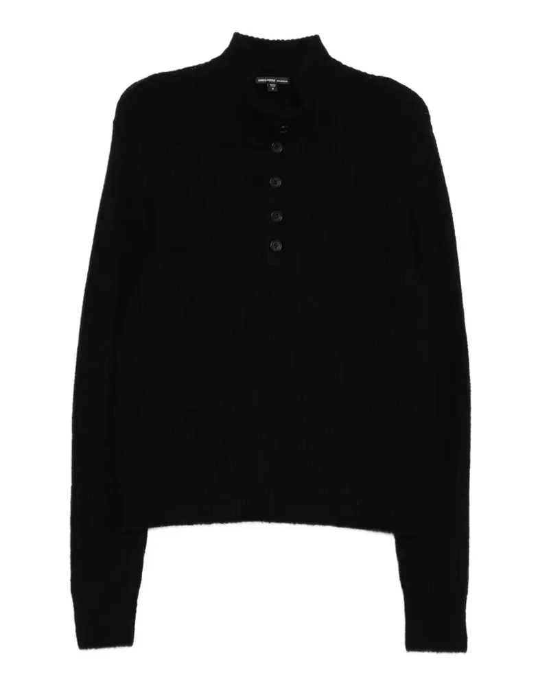 James Perse Leichter Pullover mit Knöpfen - Schwarz Schwarz