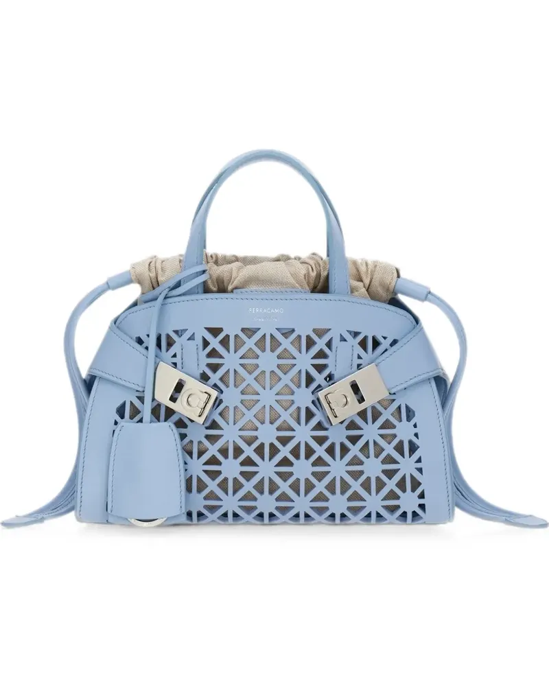 Ferragamo mini Hug crochet-knit tote bag - Blau Blau