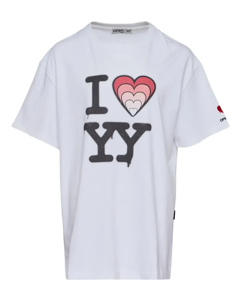 OPEN YY T-Shirt mit Herz-Print - Weiß Weiß
