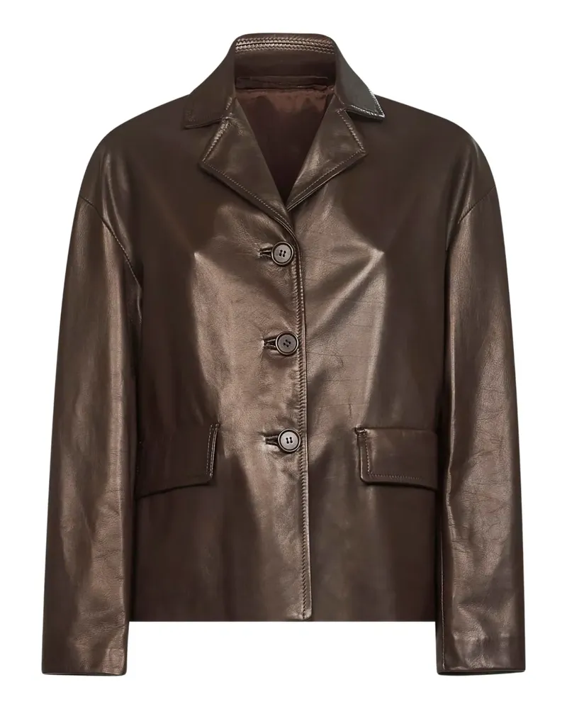 Salvatore Santoro buttoned leather jacket - Braun Braun