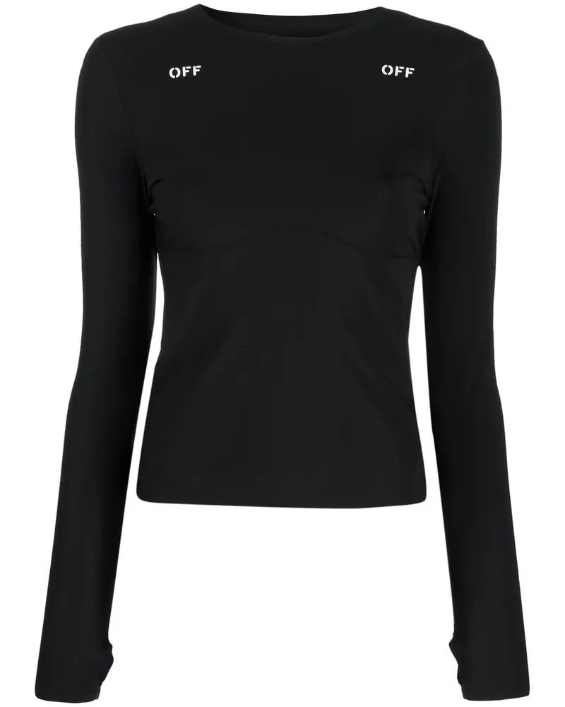 OFF-WHITE Langarmshirt mit Logo-Print - Schwarz Schwarz