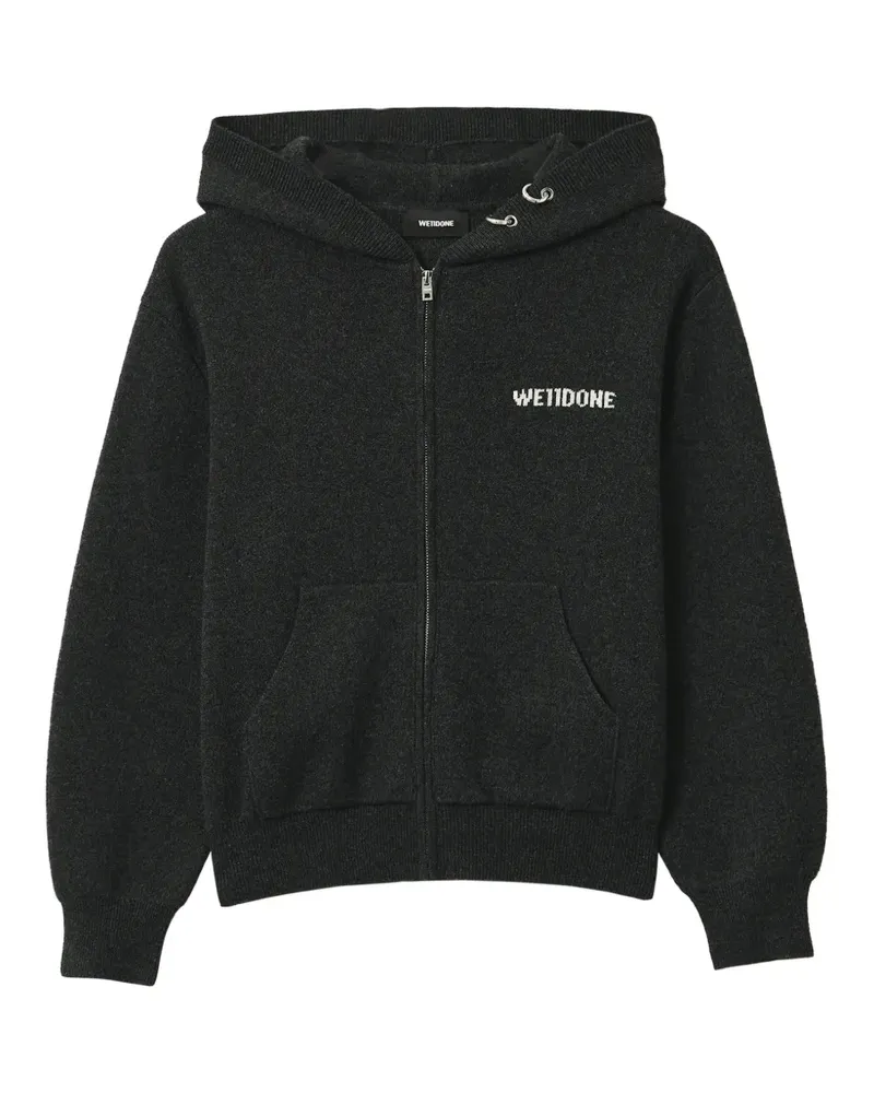 WE 11 DONE logo-embroidered knit hoodie - Grau Grau