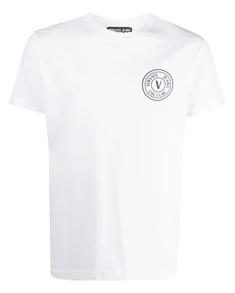 Versace Jeans T-Shirt mit Logo-Print Weiß