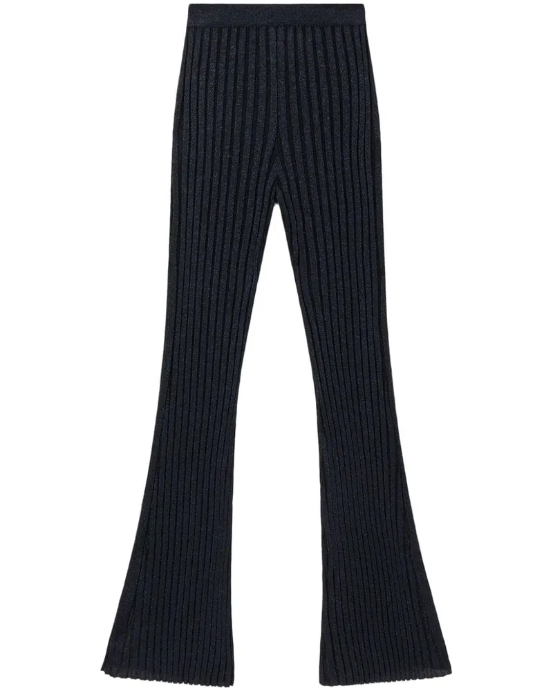 Stella McCartney Gerade Lurex-Hose aus geripptem Strick - Blau Blau