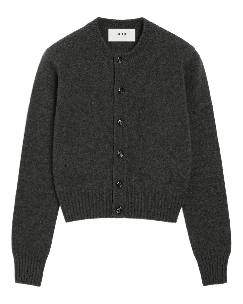 AMI Paris Kaschmircardigan mit Herzstickerei - Grau Grau